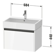 Duravit Meuble sous-vasque Ketho.2 68,4x46cm, blanc mat, 1 tiroir, suspendu-4