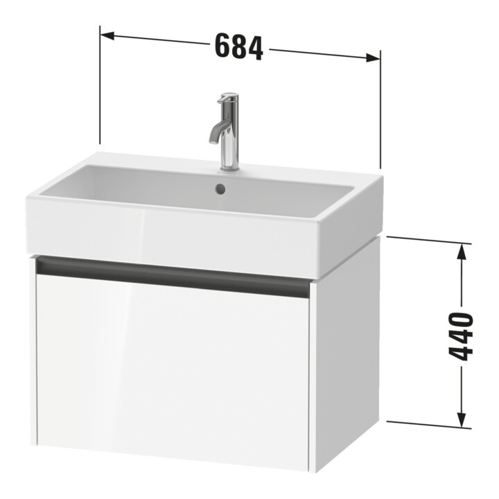 Duravit Meuble sous-vasque Ketho.2 68,4x46cm, blanc mat, 1 tiroir, suspendu