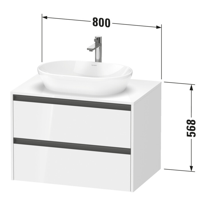 Duravit Meuble sous-vasque Ketho.2 80x55 cm, blanc mat, 1 découpe, suspendu