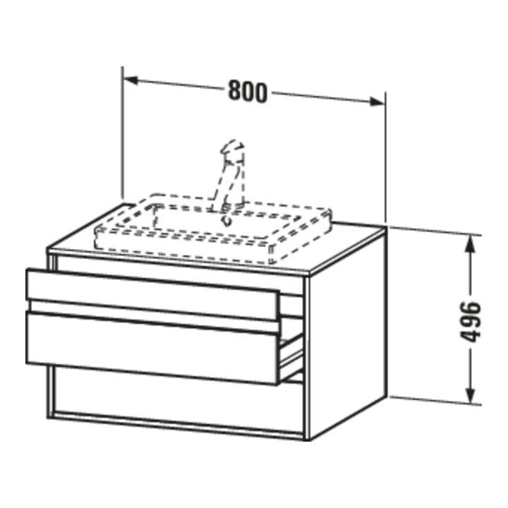 Duravit Meuble sous-vasque Ketho 80x55 cm, blanc mat, pour vasque encastrée, 2 tiroirs
