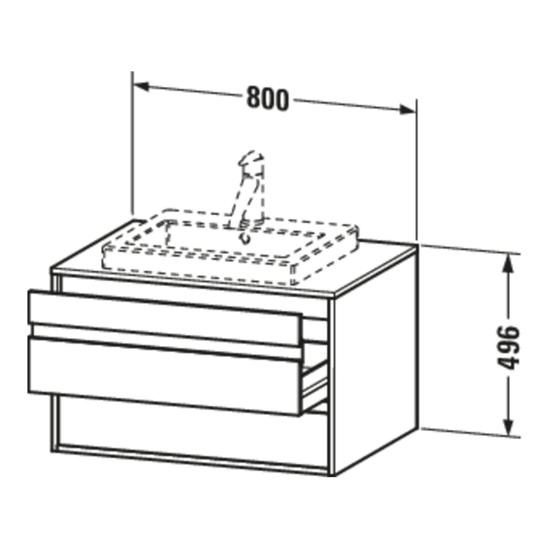 Duravit Meuble sous-vasque Ketho 80x55 cm, blanc mat, pour vasque encastrée, 2 tiroirs