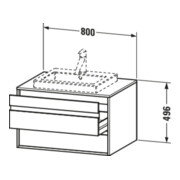 Duravit Meuble sous-vasque Ketho 80x55 cm, N d, lavabo encastré central, 2 tiroirs-3