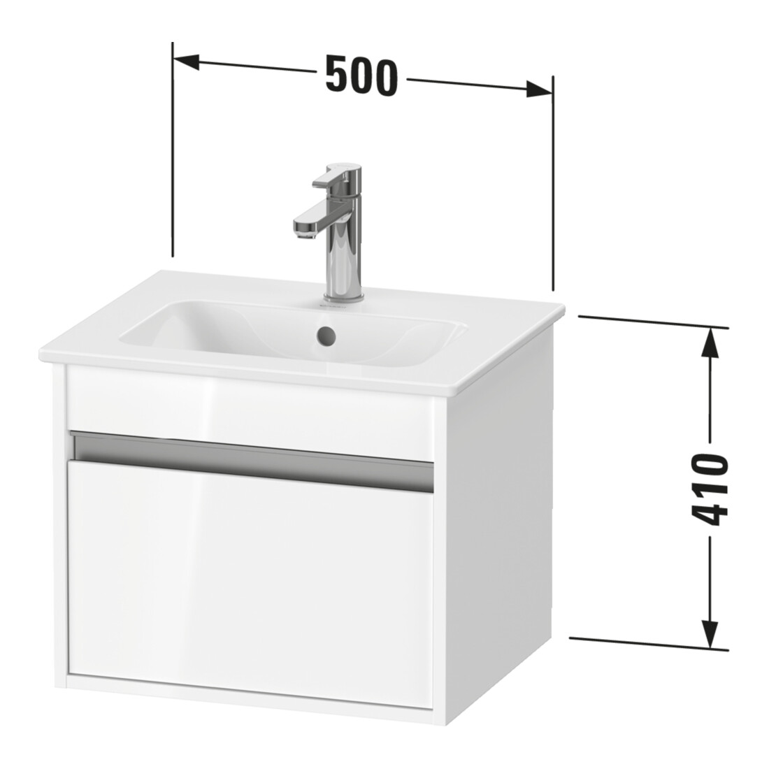 Duravit Meuble sous-vasque Ketho Compact 50x41,2x41 cm, 1 tiroir, suspendu, bas mat