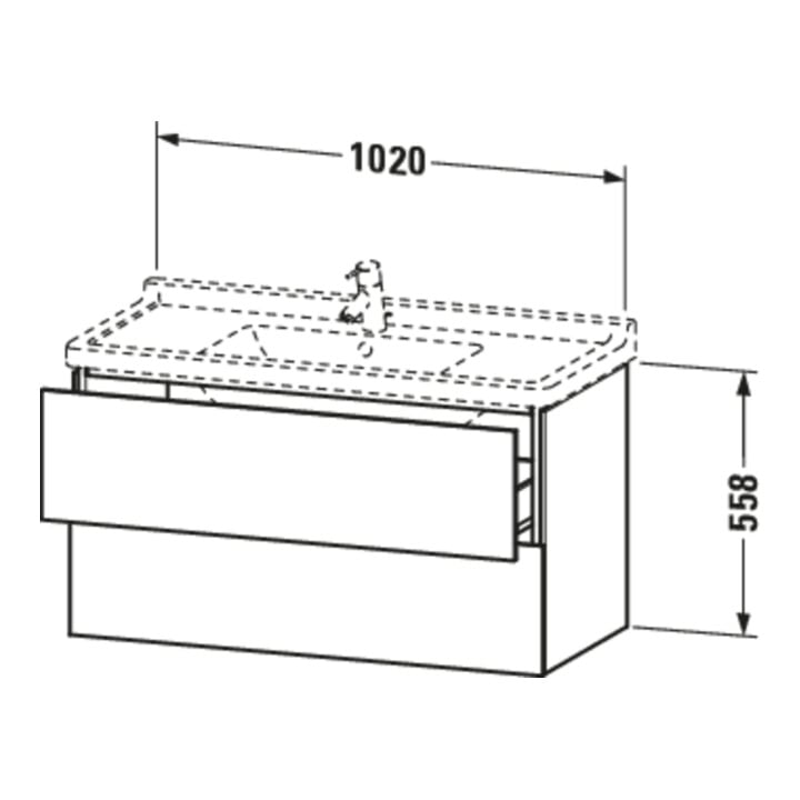 Duravit Meuble sous-vasque L-Cube 102x46,9 cm, blanc œuf, 2 tiroirs, suspendu