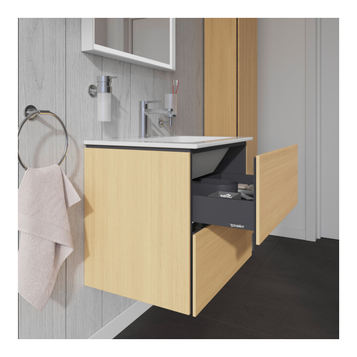 Duravit Meuble sous-vasque L-Cube 62x48,1 cm, blanc œuf, 2 tiroirs, suspendu