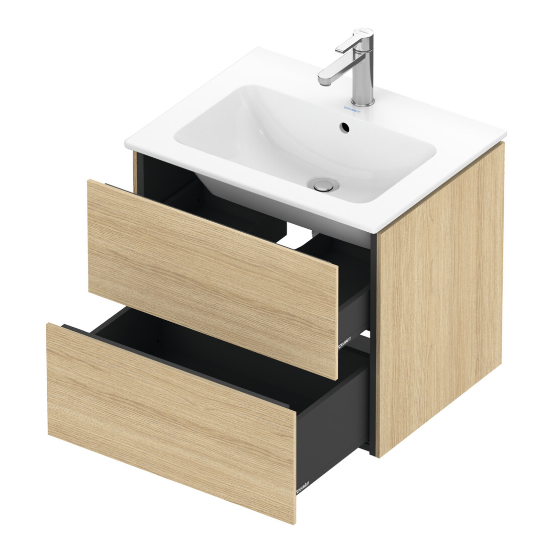 Duravit Meuble sous-vasque L-Cube 62x48,1 cm, blanc œuf, 2 tiroirs, suspendu
