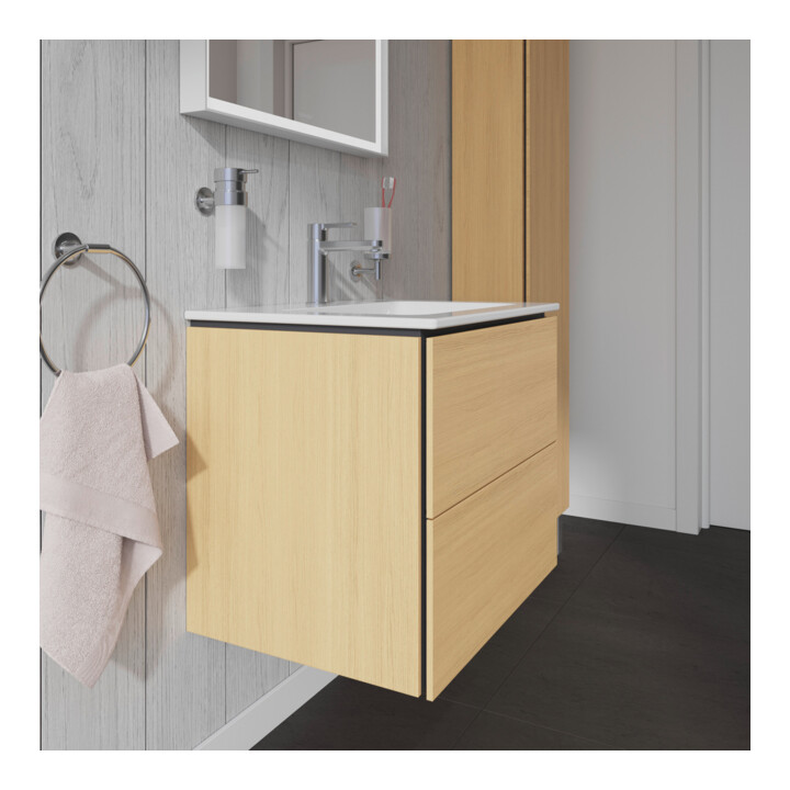 Duravit Meuble sous-vasque L-Cube 62x48,1 cm, blanc œuf, 2 tiroirs, suspendu