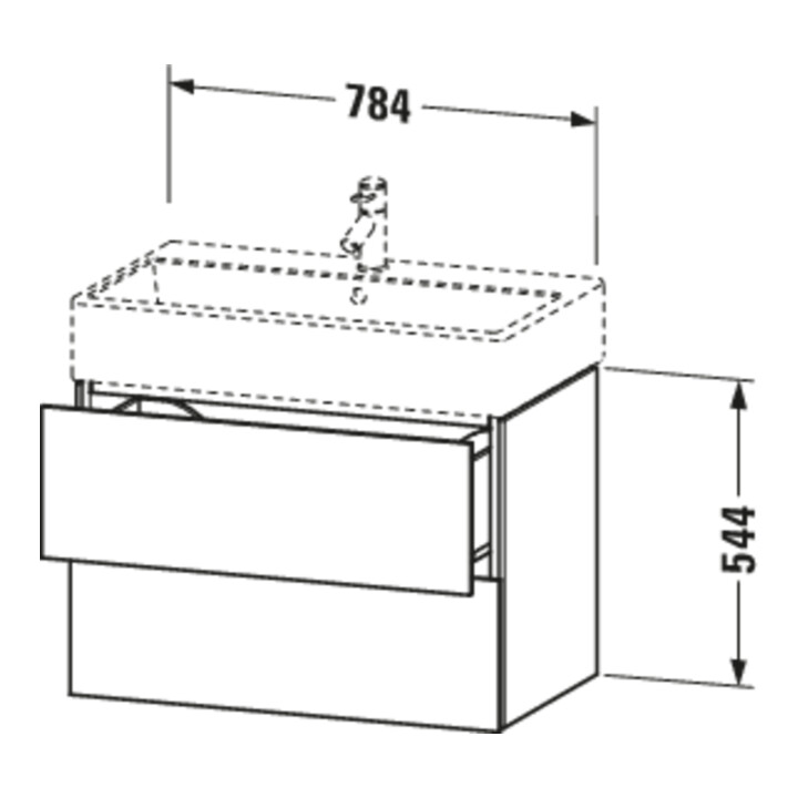 Duravit Meuble sous-vasque L-Cube 78,4x45,9 cm, blanc, 2 tiroirs, suspendu