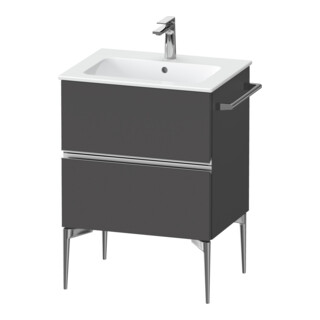 Duravit Meuble sous-vasque mural Sivida 61x59,1x47,7 cm, 2 tiroirs, gris m, chromé