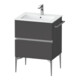 Duravit Meuble sous-vasque mural Sivida 61x59,1x47,7 cm, 2 tiroirs, gris m, chromé-1