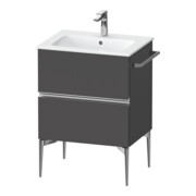 Duravit Meuble sous-vasque mural Sivida 61x59,1x47,7 cm, 2 tiroirs, gris m, chromé