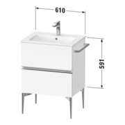 Duravit Meuble sous-vasque mural Sivida 61x59,1x47,7 cm, 2 tiroirs, gris m, chromé-3