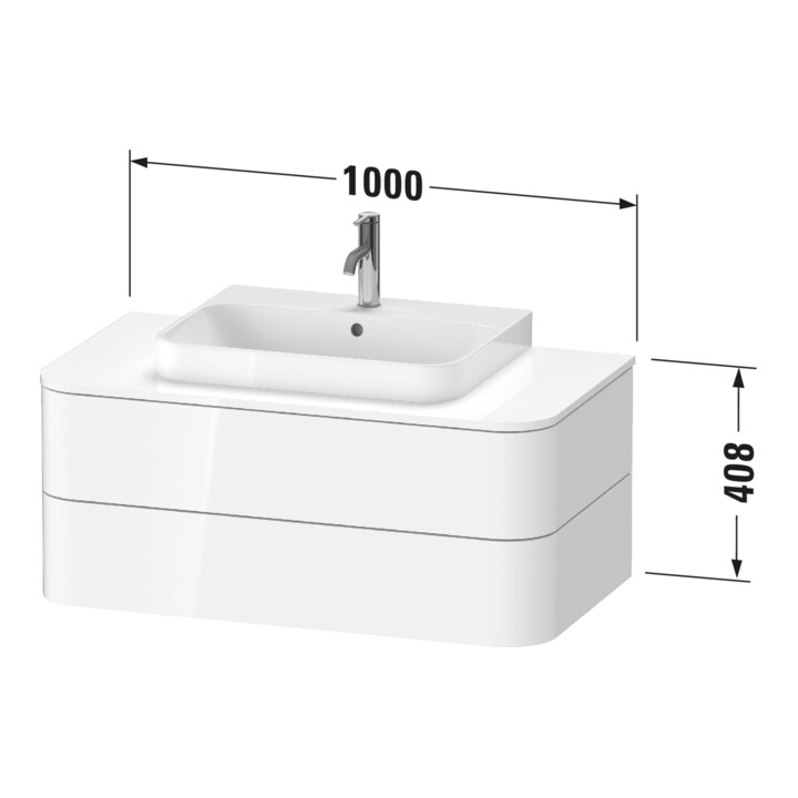Duravit Meuble sous-vasque o. ES Happy D.2 Plus 40,8x100cm, 2 tiroirs, gris pierre mat