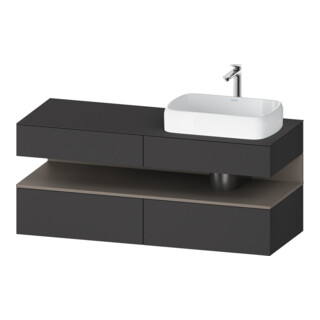 Duravit Meuble sous-vasque Qatego 140x55x60 cm, blanc mat, avec miroir, éclairage, blanc brillant, bois