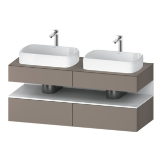 Duravit Meuble sous-vasque Qatego 140x55x60cm, blanc mat, plan, sans poignée, brillant