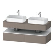 Duravit Meuble sous-vasque Qatego 140x55x60cm, blanc mat, plan, sans poignée, brillant