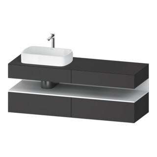 Duravit Meuble sous-vasque Qatego 160x55x60 cm, blanc mat/gris mat, plan, évier gauche