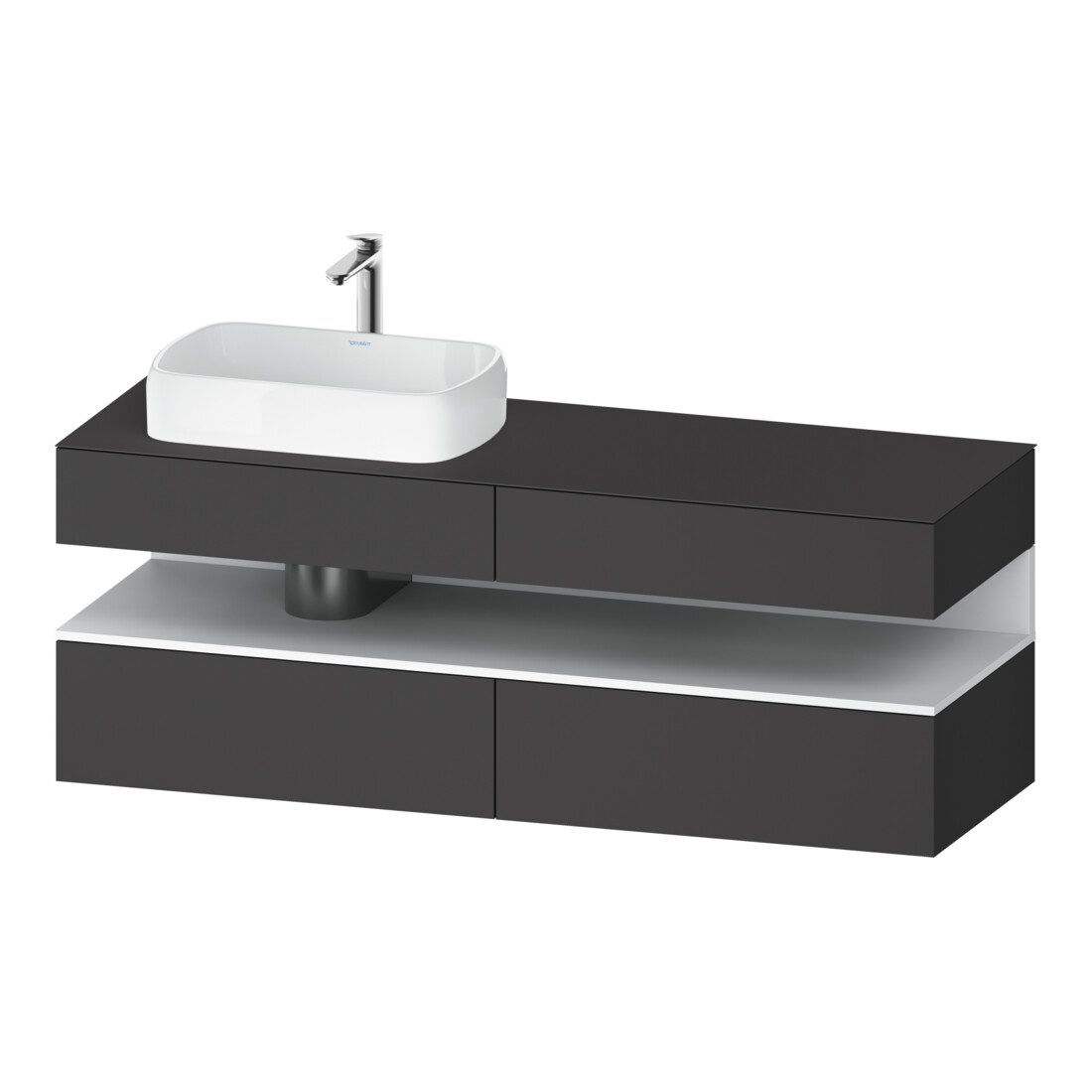 Duravit Meuble sous-vasque Qatego 160x55x60 cm, blanc mat/gris mat, plan, évier gauche