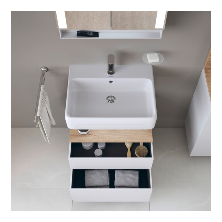 Duravit Meuble sous-vasque Qatego 59x47x59 cm, blanc mat, 1 tiroir, avec niche