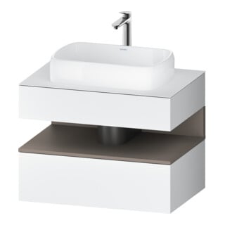 Duravit Meuble sous-vasque Qatego 80x55x60 cm, blanc mat/brun mat, placard, niche