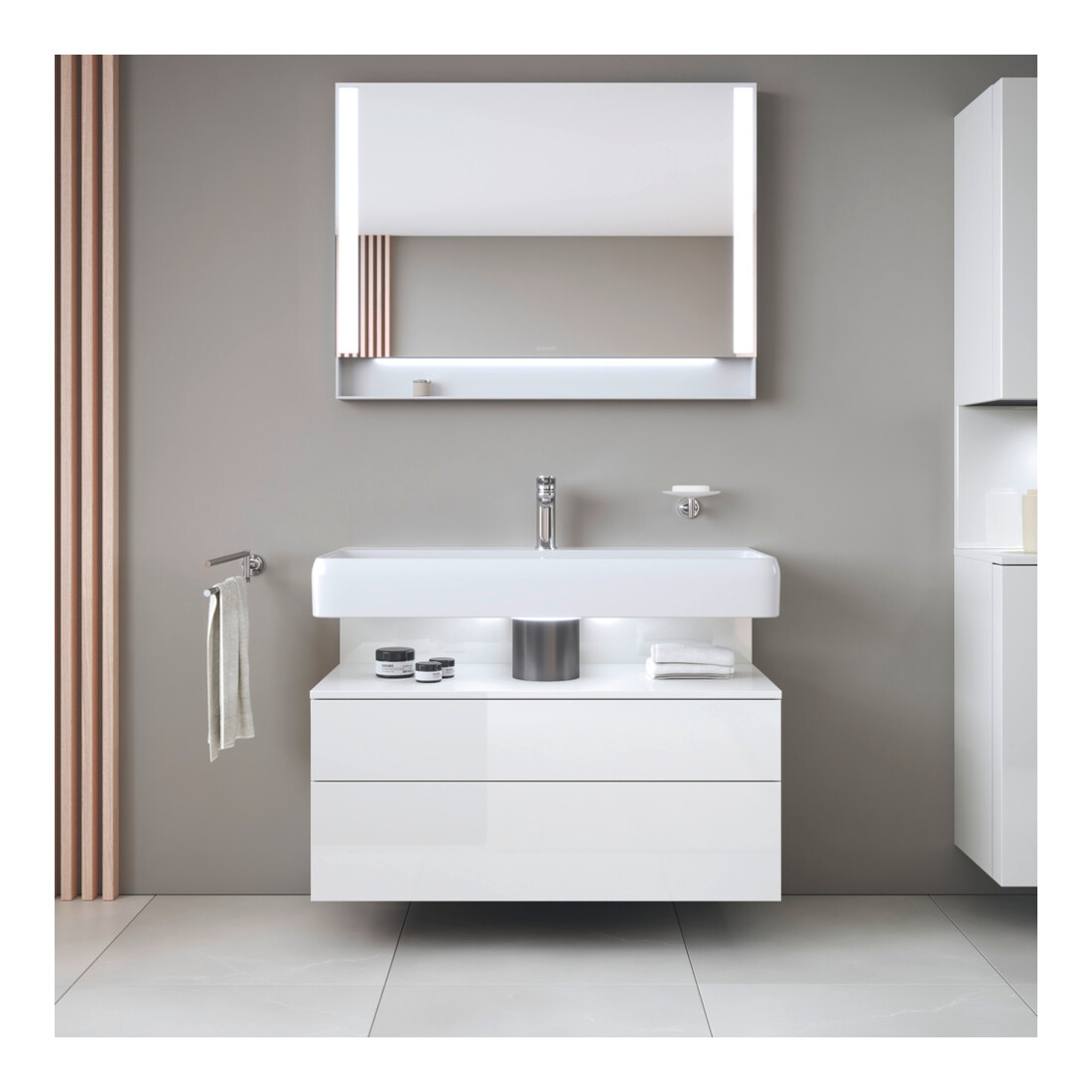 Duravit Meuble sous-vasque Qatego 99x47x59 cm, blanc, 1 porte, avec niche