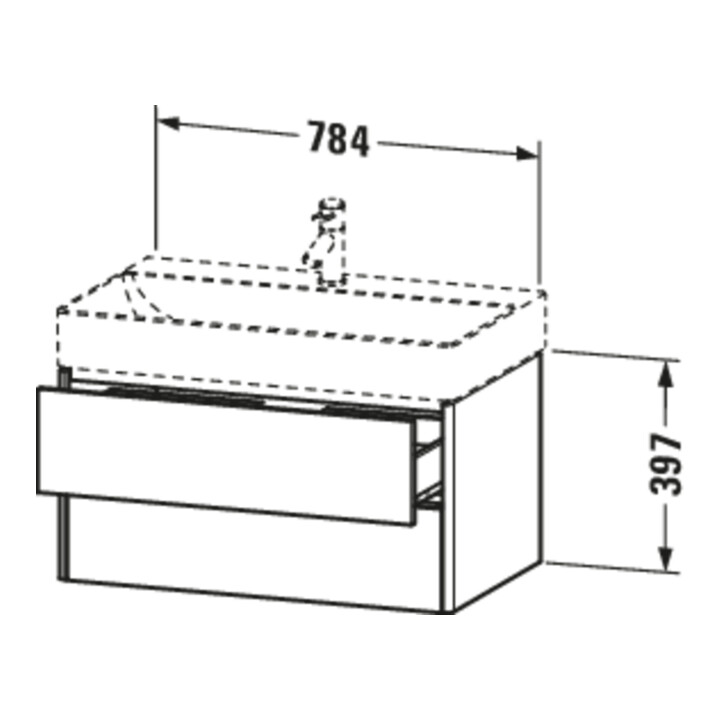 Duravit Meuble sous-vasque XSquare 78,4x46 cm, blanc mat, 2 tiroirs, suspendu