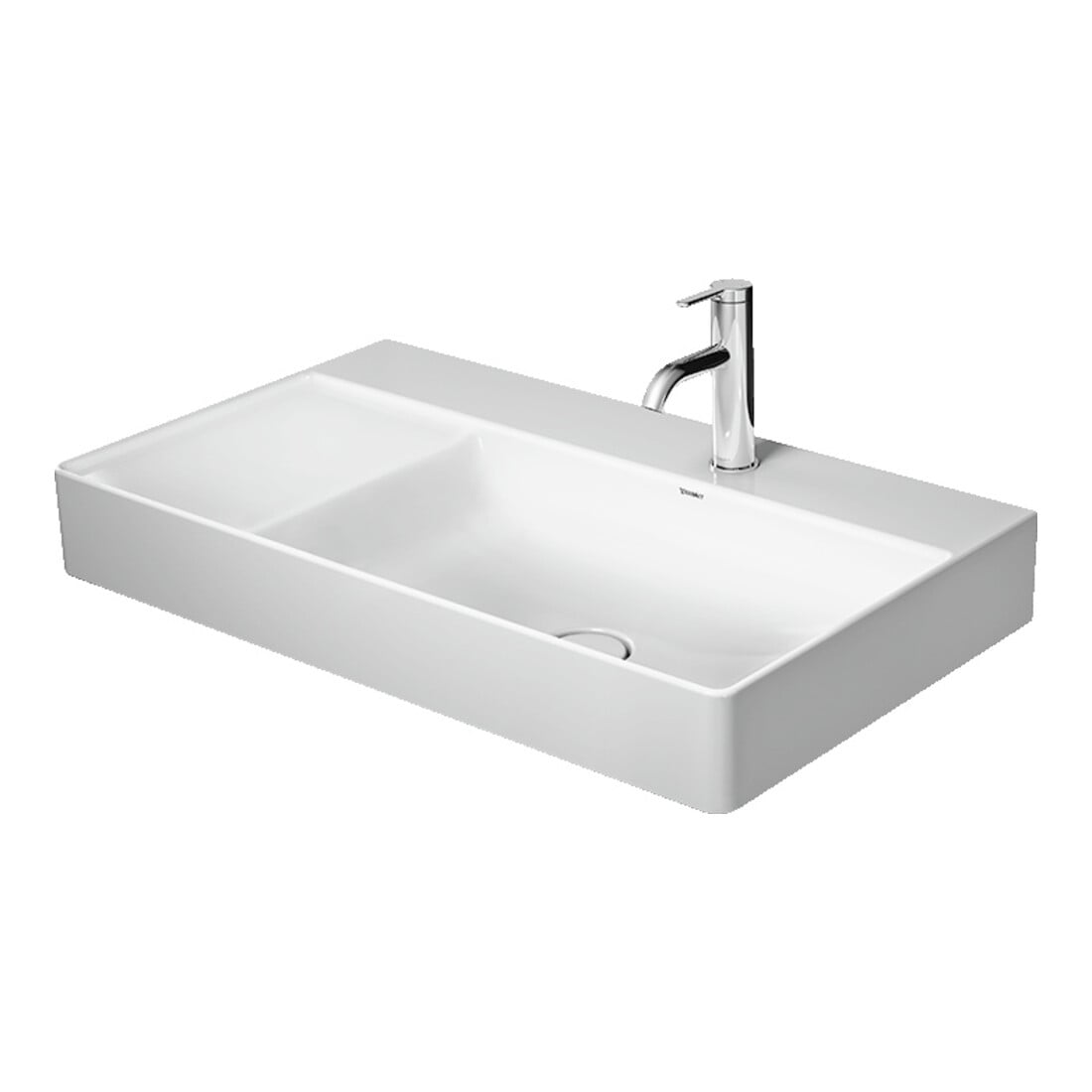 Duravit Meuble vasque asy fermé DuraSquare 80x47 cm, sans trop-plein, avec robinetterie, lavabo droit, sans trou, blanc