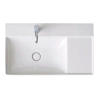 Duravit Meuble vasque asy fermé DuraSquare 80x47 cm, sans trop-plein, avec trop-plein, cuve à gauche, 1 trou, blanc