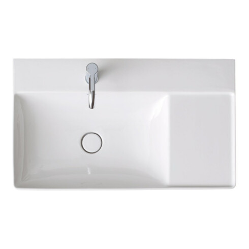 Duravit Meuble vasque asymétrique DuraSquare 80x47 cm, sans trop-plein, avec siphon, lavabo gauche, 1 robinetterie, blanc