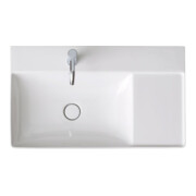 Duravit Meuble vasque asymétrique DuraSquare 80x47 cm, sans trop-plein, avec siphon, lavabo gauche, 1 robinetterie, blanc