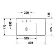 Duravit Meuble vasque asymétrique DuraSquare 80x47 cm, sans trop-plein, avec vidage HLB, cuve à gauche, sans vidage HL, blanc-5