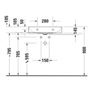 Duravit Meuble vasque Com, DuraSquare fermé 60x40 cm, sans trop-plein, avec bonde, sans trou robinet, blanc-4