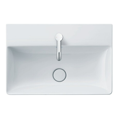 Duravit Meuble vasque Compact DuraSquare 60x40 cm, sans trop-plein, avec vidage, 1 trou de robinet, blanc