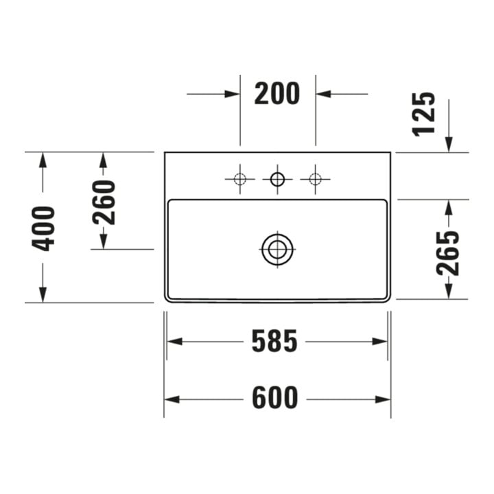 Duravit Meuble vasque Compact DuraSquare 60x40 cm, sans trop-plein, avec vidage, sans trou de robinet, blanc