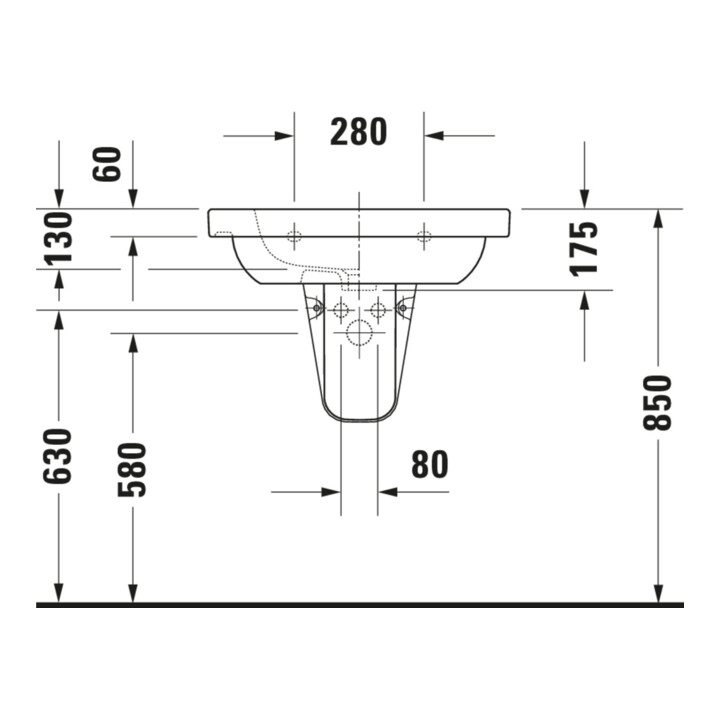 Duravit Meuble vasque D-Code 65x48,5 cm, avec robinetterie, blanc