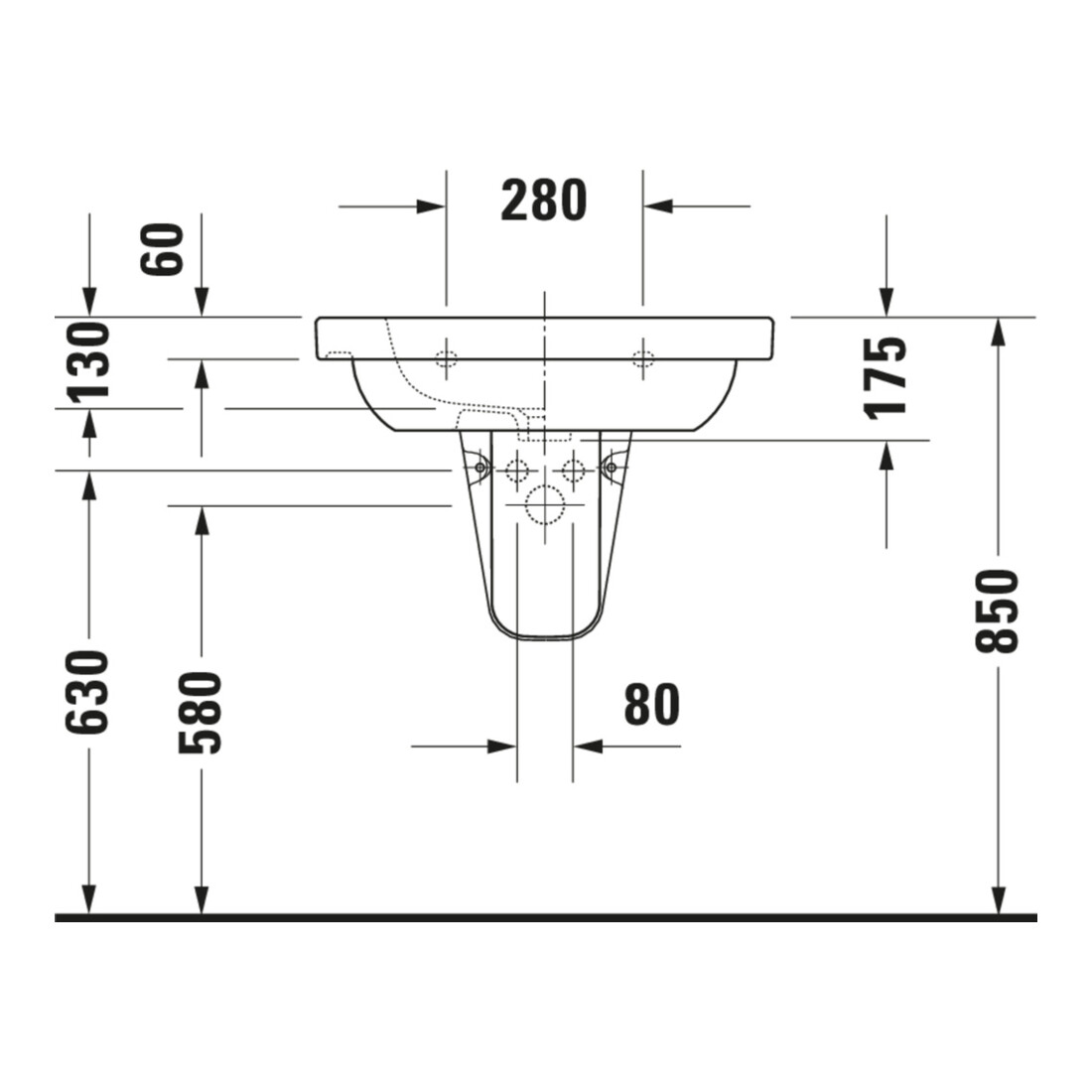 Duravit Meuble vasque D-Code 65x48,5 cm, avec robinetterie, blanc