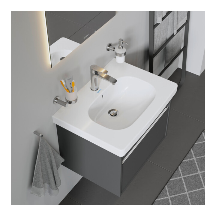 Duravit Meuble vasque D-Code 65x48,5 cm, avec robinetterie, blanc