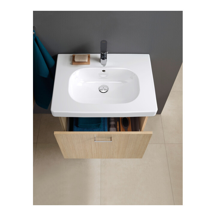 Duravit Meuble vasque D-Code 65x48,5 cm, avec robinetterie, blanc