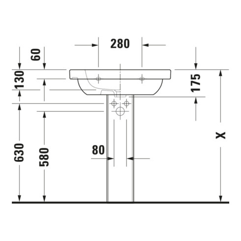 Duravit Meuble vasque D-Code 65x48,5 cm, avec robinetterie, blanc
