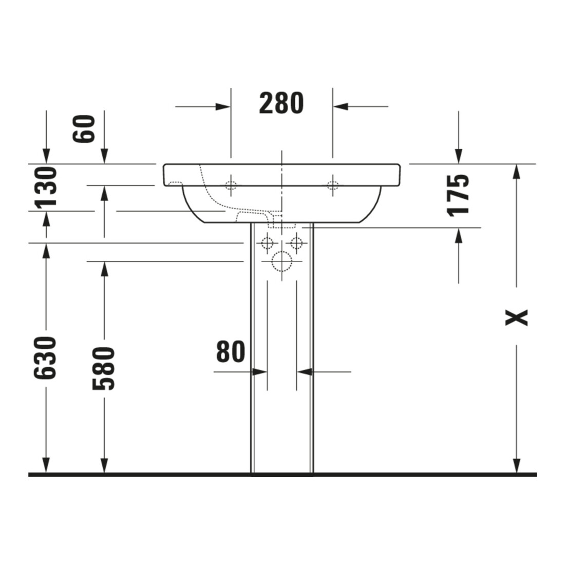Duravit Meuble vasque D-Code 65x48,5 cm, avec robinetterie, blanc