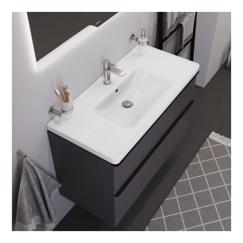 Duravit Meuble vasque D-Neo 100,5x48 cm, avec trop-plein, blanc, avec trou robinet