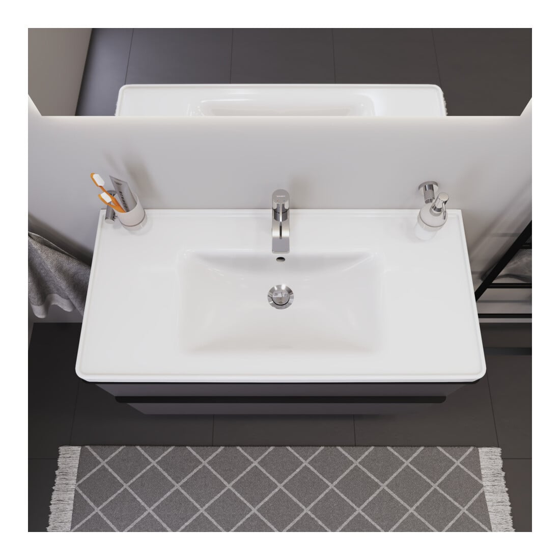 Duravit Meuble vasque D-Neo 100,5x48 cm, avec trop-plein, blanc, avec trou robinet