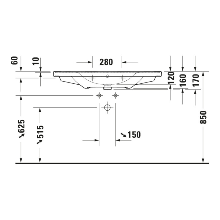 Duravit Meuble vasque D-Neo 100,5x48 cm, avec trop-plein, blanc, avec trou robinet