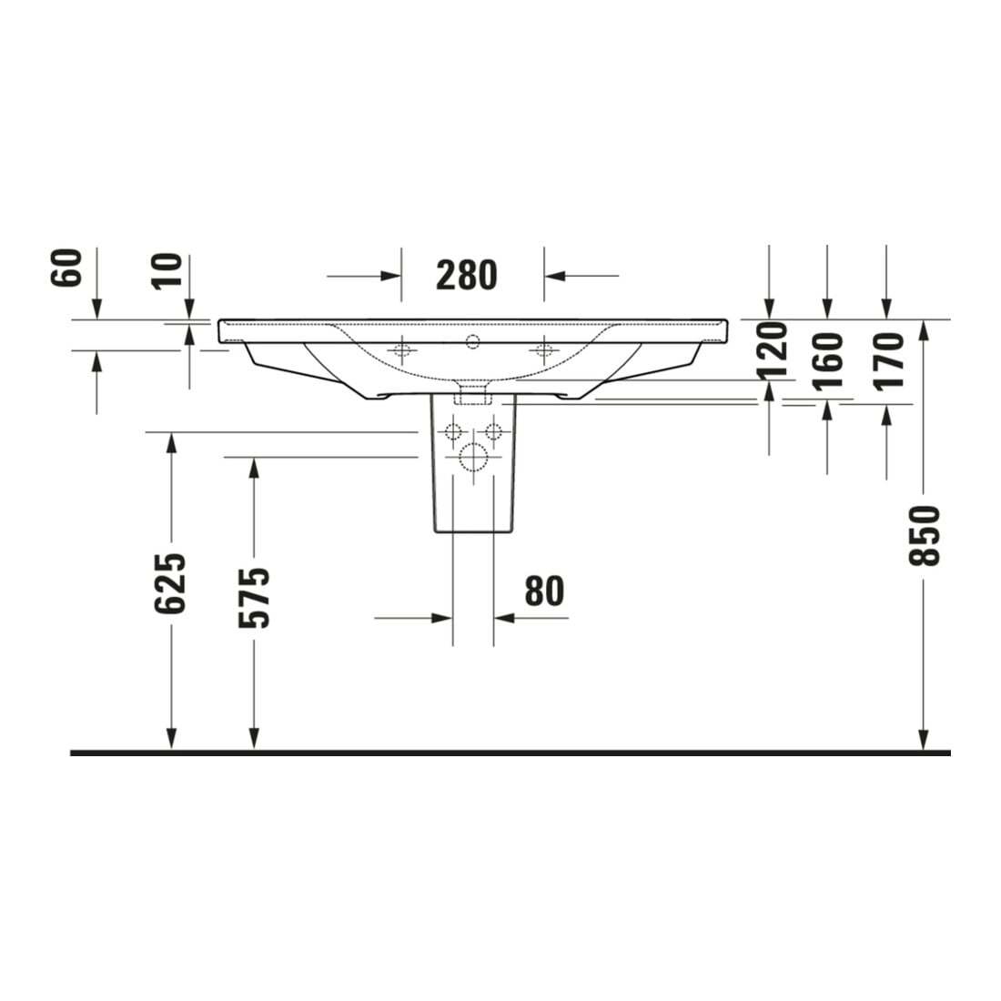 Duravit Meuble vasque D-Neo 100,5x48 cm, sans trop-plein, blanc, avec trou robinet