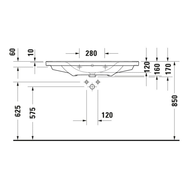 Duravit Meuble vasque D-Neo 100,5x48 cm, sans trop-plein, blanc, avec trou robinet