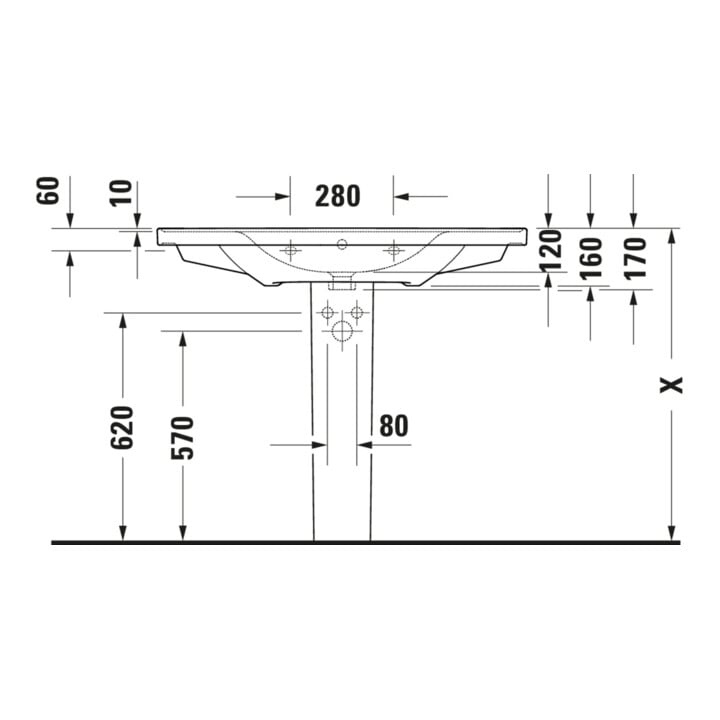 Duravit Meuble vasque D-Neo 100,5x48 cm, sans trop-plein, blanc, avec trou robinet