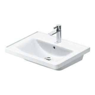 Duravit Meuble vasque D-Neo 60x48 cm, avec robinetterie, blanc, avec trop-plein, trou de robinet