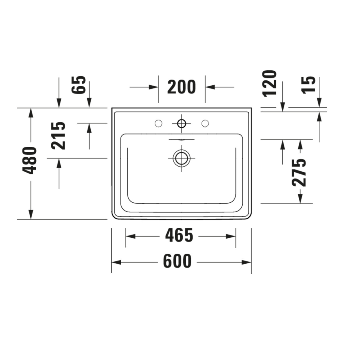 Duravit Meuble vasque D-Neo 60x48 cm, avec robinetterie, blanc, avec trop-plein, trou de robinet