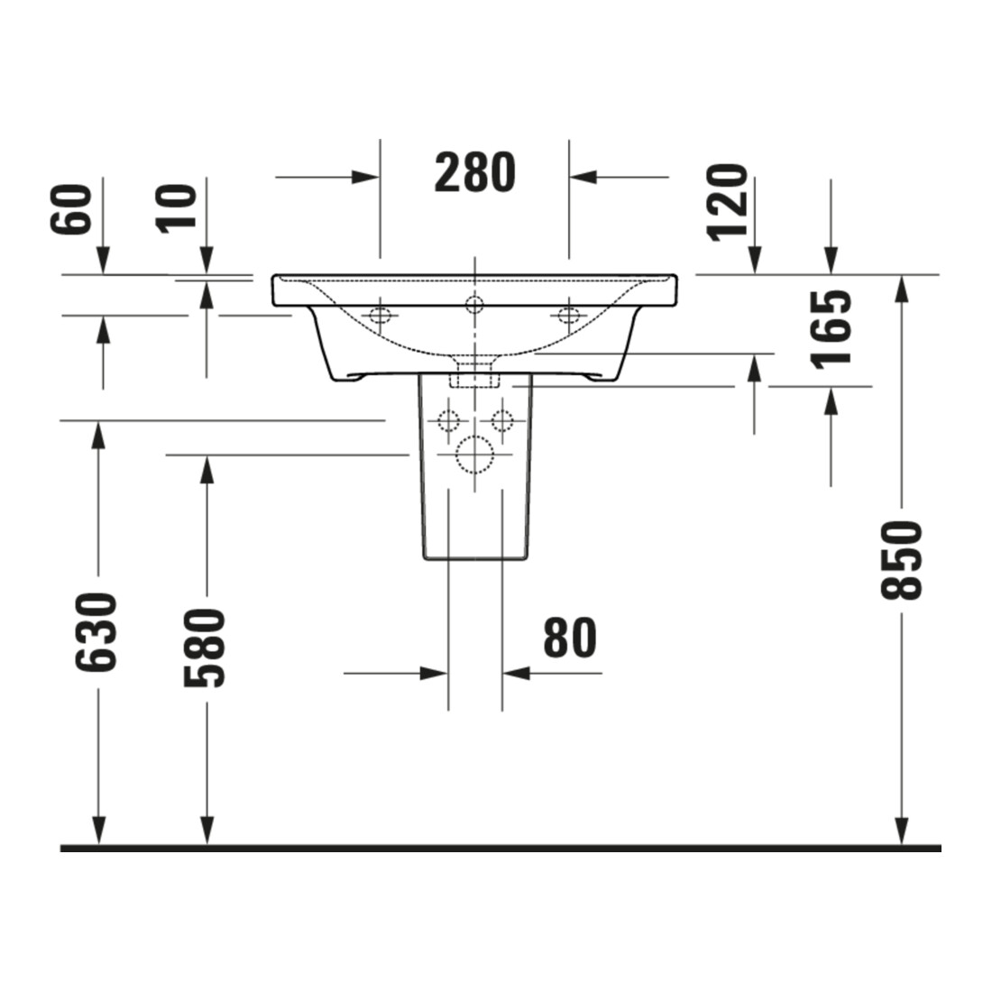 Duravit Meuble vasque D-Neo 60x48 cm, avec robinetterie, blanc, avec trop-plein, trou de robinet