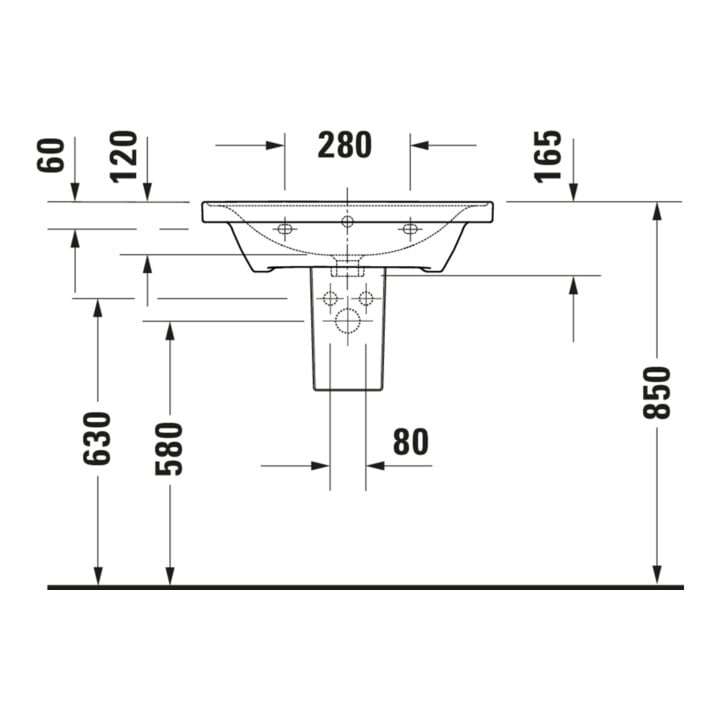 Duravit Meuble vasque D-Neo 65x48 cm, avec robinetterie, blanc, avec trop-plein, trou robinet